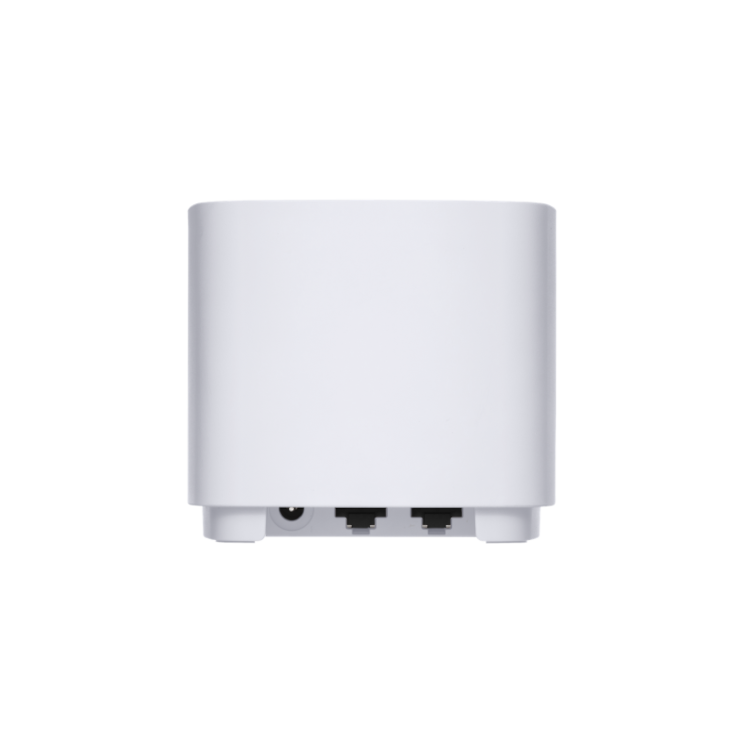 Un appareil blanc avec des ports et des connecteurs en bas, fond blanc.