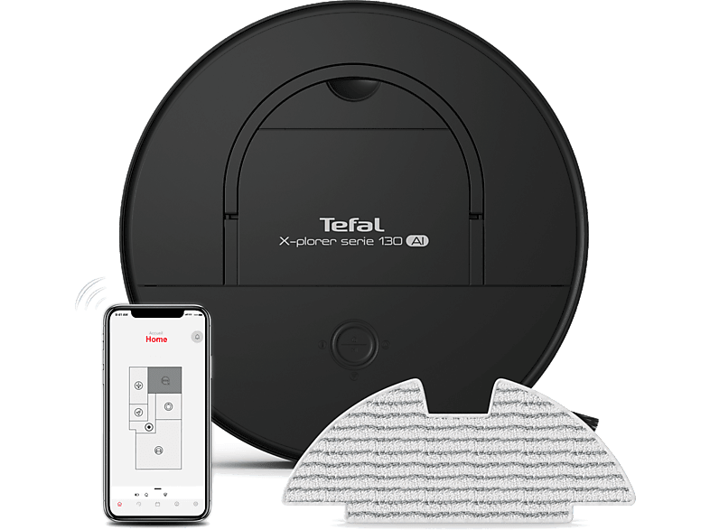 TEFAL RG9075 X-Plorer Serie 130 AI Evcil Hayvan Dostu ve Alerji Karşıtı Akıllı Robot Süpürge Siyah