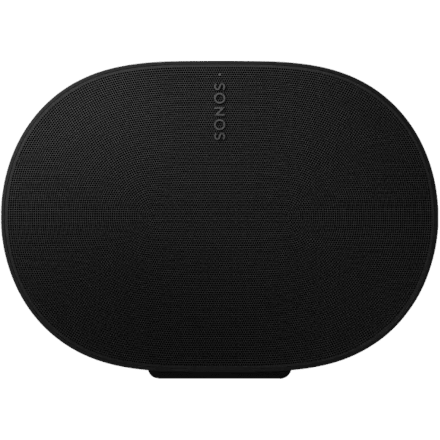 Black oval speaker with SONOS logo. The background is plain black.