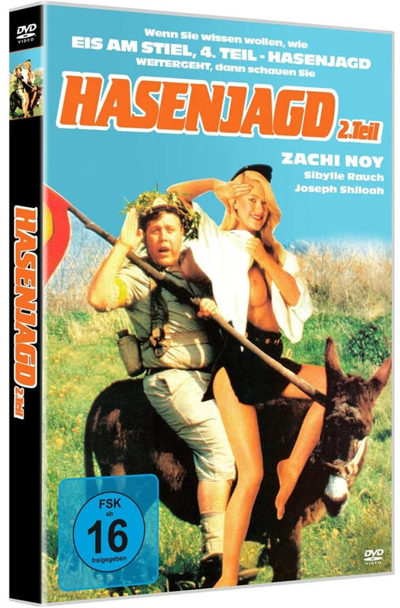DVD-Cover von 'Hasenjagd 2. Teil' mit einem Mann auf einem Esel und einer Frau.
