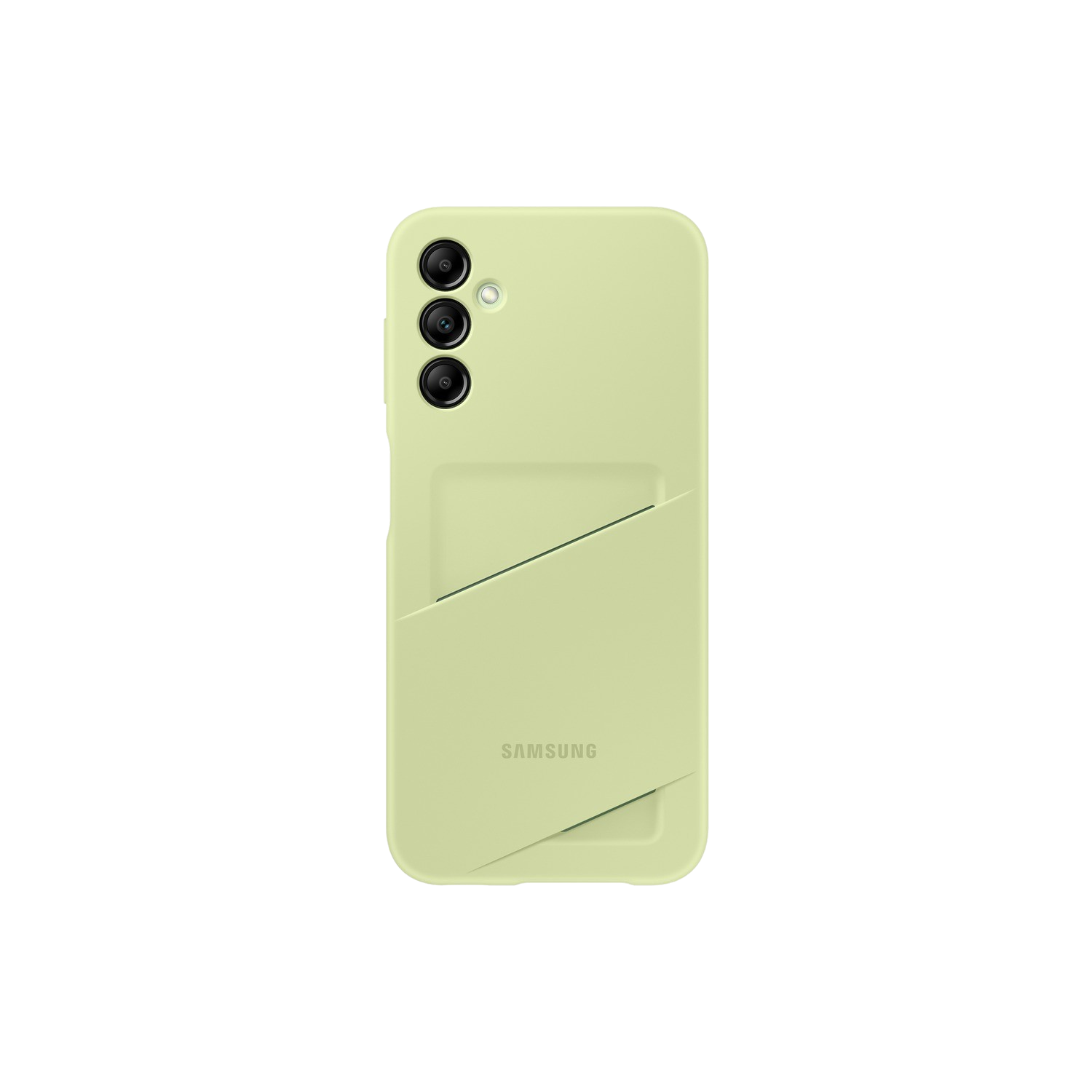 Une coque de téléphone Samsung vert pâle avec un porte-cartes.