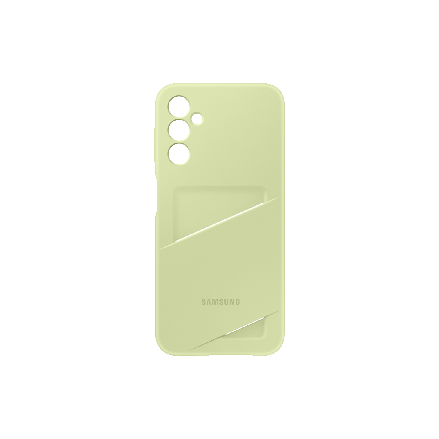 Coque de téléphone vert clair avec fente pour carte, pour un téléphone Samsung Galaxy.
