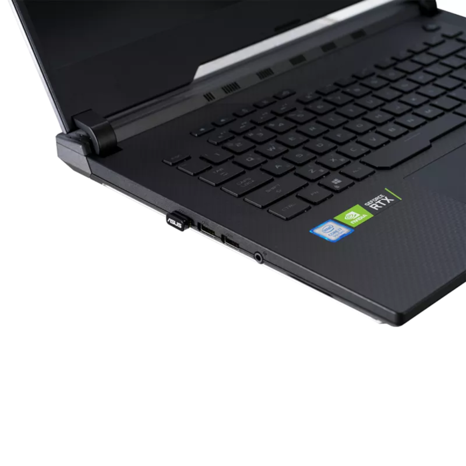 Ordinateur portable, gros plan, montrant le clavier et l'écran.