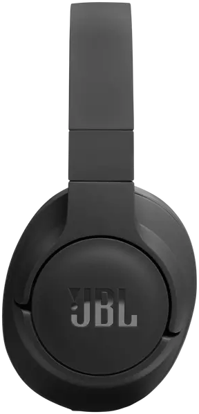 Fekete JBL fejhallgató, felülnézet, a JBL logó látható.