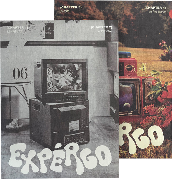 Album borítók sorozata retró dizájnnal, szöveggel és képekkel.