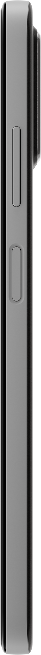 Vue latérale d'un smartphone gris clair, avec boutons de volume et d'alimentation.