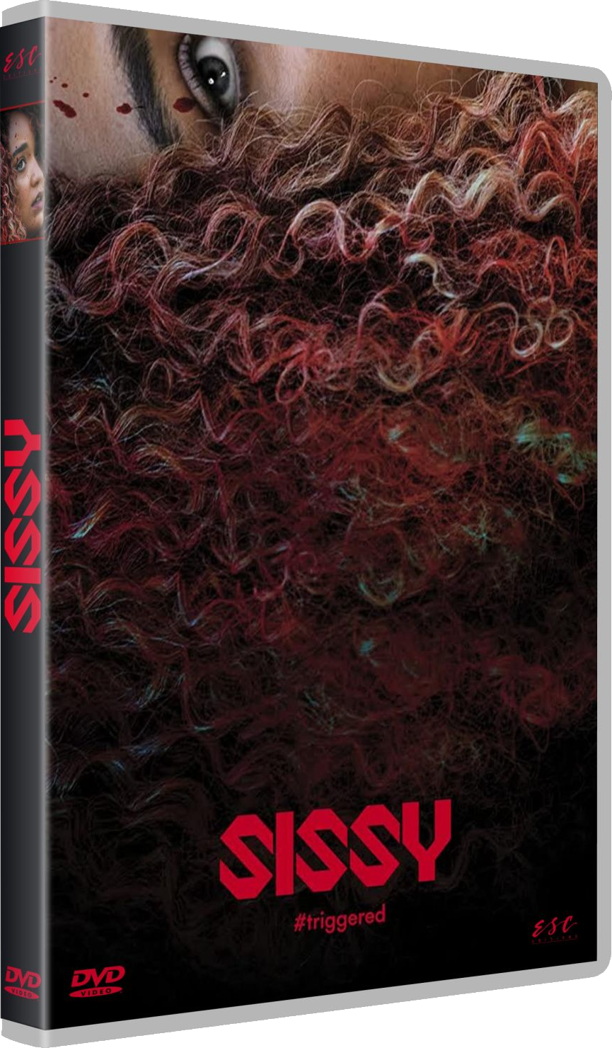 DVD-hoes voor de film "Sissy". Toont een vrouw met krullend haar en de titel in rood.