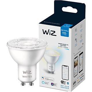 Bombilla inteligente - WiZ GU10, 4,9W 345lm, Blanca cálida-fría, WiFi, BT, Control voz, Tecnología SpaceSense