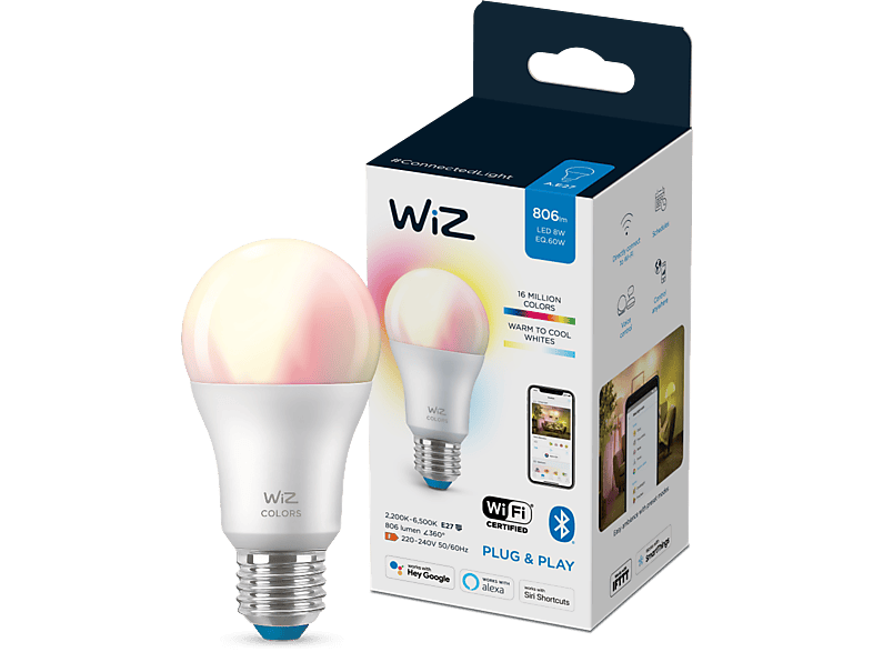 Meross Bombilla LED A60,9W,RGB+CCT,E27 compatible con Apple HomeKit, Google  y Alexa