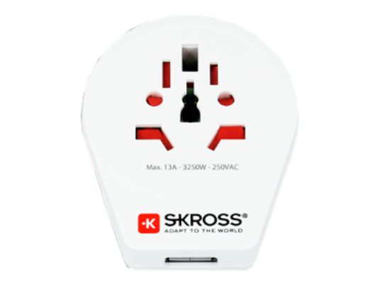 SKROSS World to USA USB - Adaptateur de voyage (Blanc)
