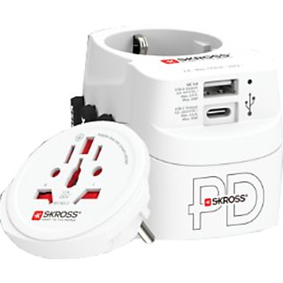 SKROSS World Pro Light USB AC30PD - Adattatore da viaggio (Bianco)