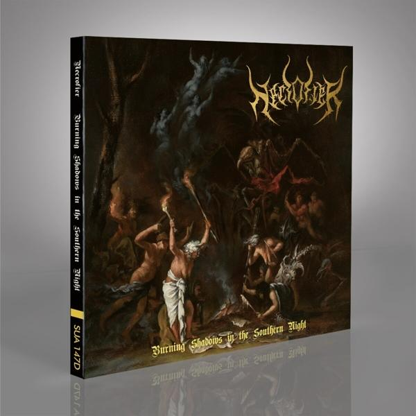 CD-Hülle, Albumcover mit dunkler Kunst, Figuren mit Flammen und Text.