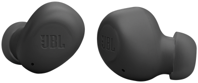 Két fekete JBL fülhallgató fekete háttéren. A JBL logó mindegyiken rajta van.