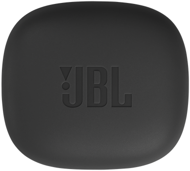 Fekete JBL fülhallgató töltőtok, JBL logóval.