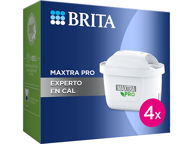 Recambio de filtros - Brita Maxtra PRO Experto en Cal, Pack 4, Para y Flow, Blanco