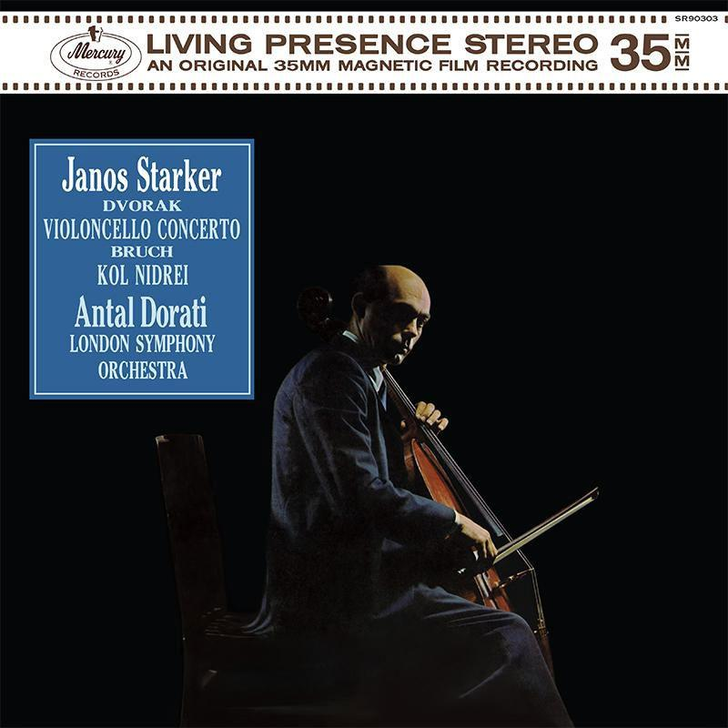 Janos Starker nagybőgőzik, album borító szöveggel és fekete háttérrel.
