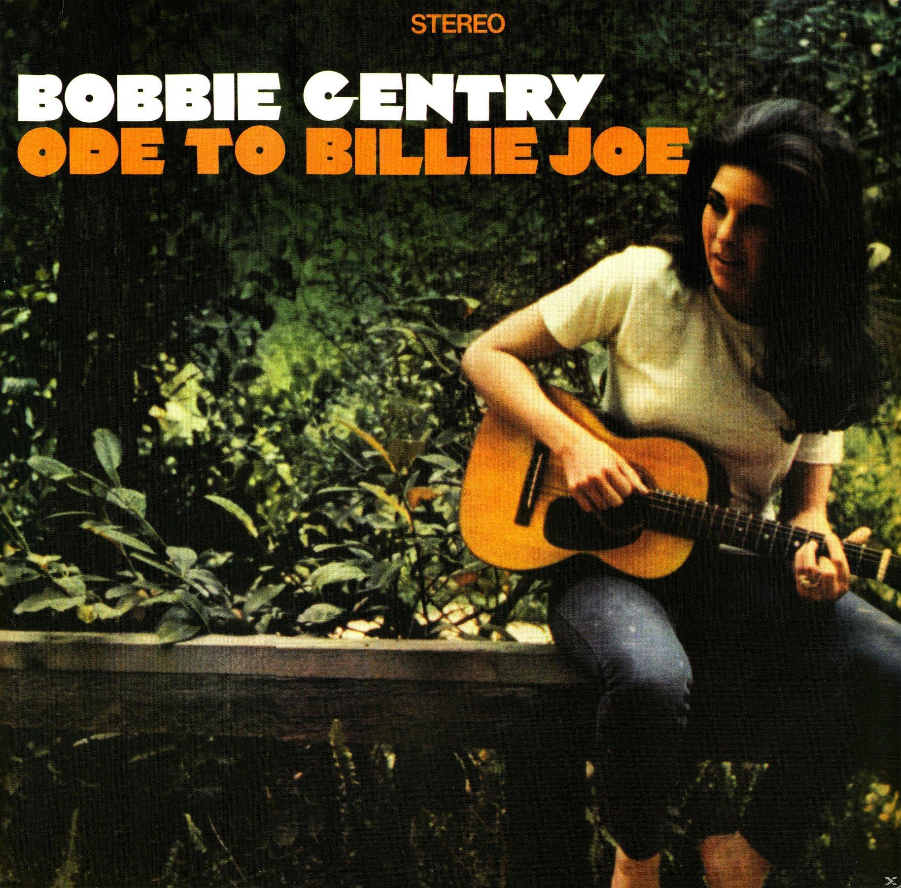 Album borító: Bobbie Gentry gitározik. Cím: Ode to Billie Joe. Egy padon ül, zöld lombozat a háttérben.