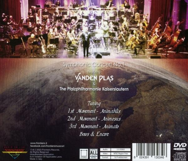 Orchester mit Dirigent vor einem globusförmigen Hintergrund, "Symphonic Concert No.1".