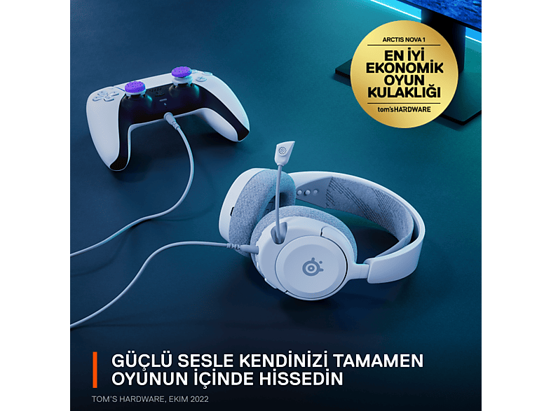 STEELSERIES Arctis Nova 1P Multi-System Oyuncu Kulak Üstü Kulaklık Beyaz_2