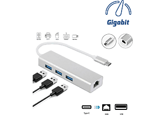 DAYTONA FC05-G Macbook Uyumlu Type-C USB 3.1 to 3* USB 3.0 1000 Mbps Gigabit Ethernet RJ45 Çevirici Adaptör Gümüş_0