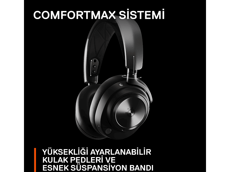 STEELSERIES Arctis Nova Pro Wireless Kablosuz Gaming Kulak Üstü Kulaklık Siyah_12