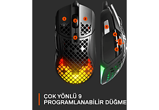 STEELSERIES Aerox 5 Siyah Ultra Hafif Oyuncu Mouse Siyah_7