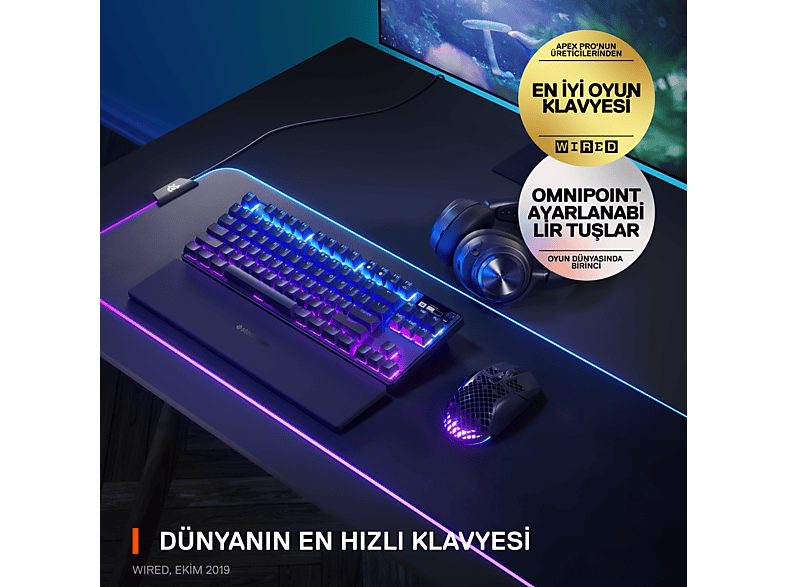 STEELSERIES Apex Pro TKL Wireless (2023) Mekanik Kablosuz Oyuncu Klavyesi Siyah_6