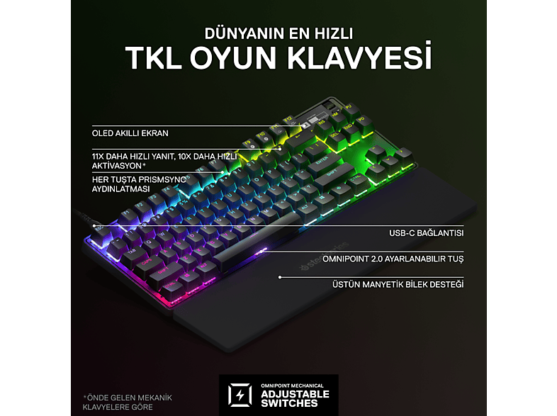 STEELSERIES Apex Pro TKL (2023) Mekanik Oyuncu Klavyesi Siyah_6