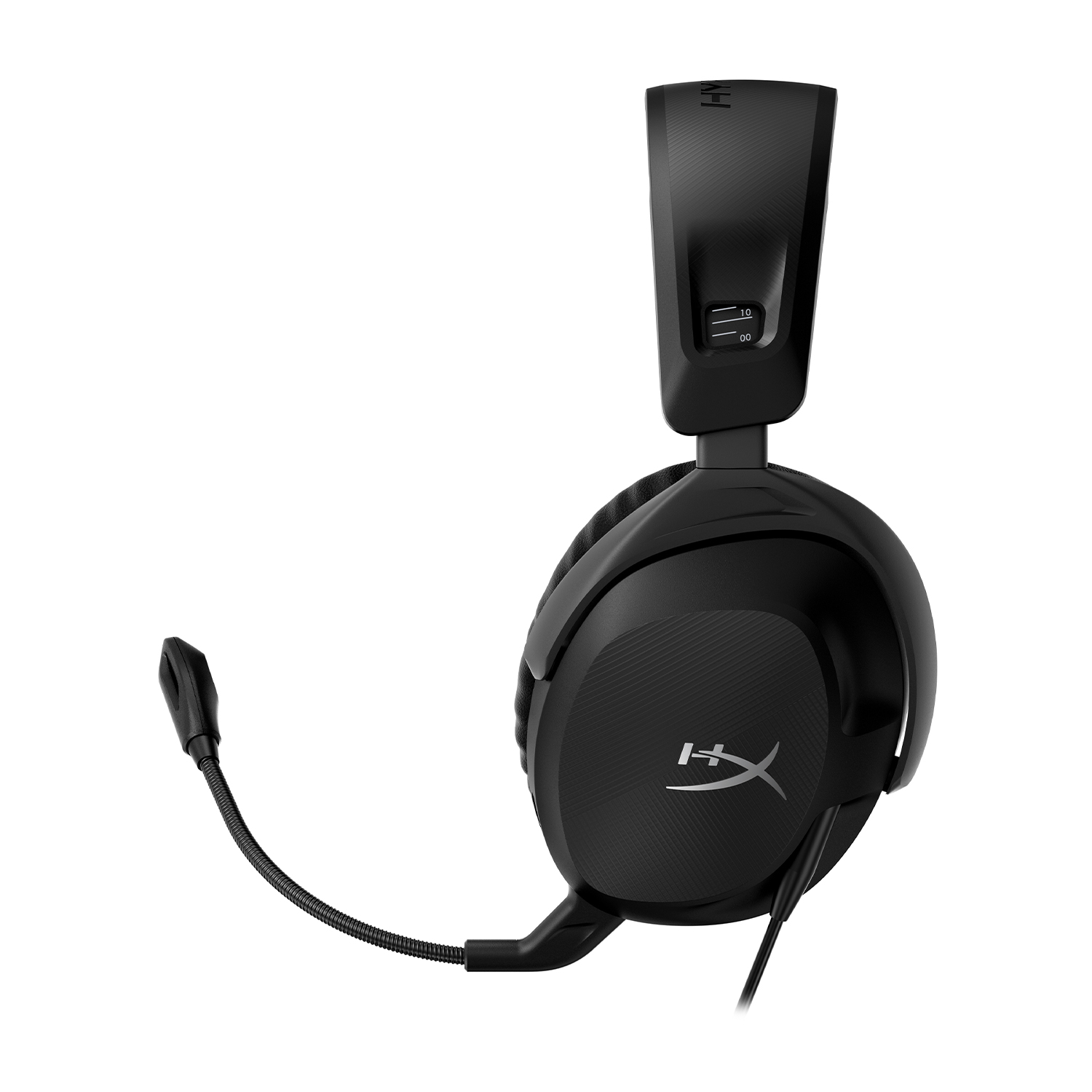 Cuffie da gioco nere con microfono. Il marchio 'HyperX' è visibile.