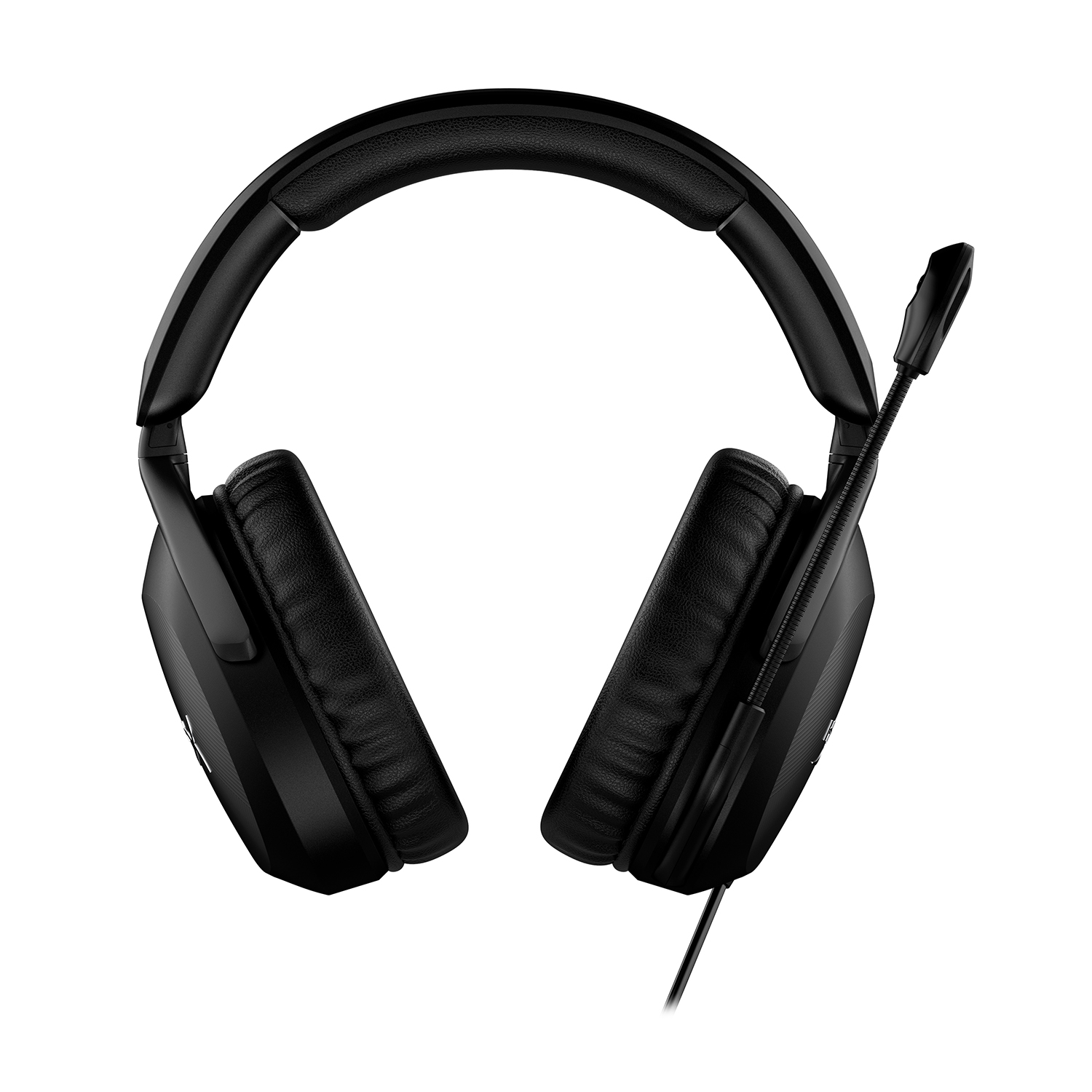 Cuffie da gioco nere. Ha grandi padiglioni auricolari e un microfono attaccato sul lato sinistro.
