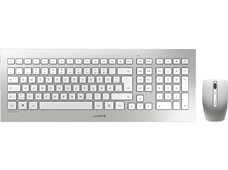CHERRY DW 8000, Tastatur & Maus Set, kabellos, Silber/Weiß Tastatur & Maus Set kaufen SATURN