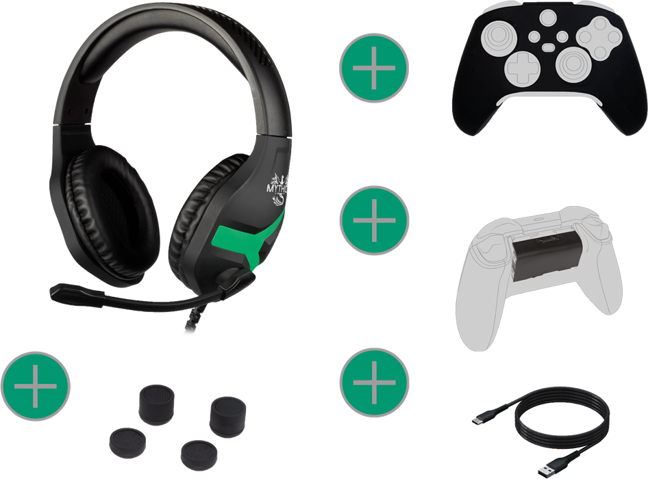 KÖNIX Mythics Xbox Series S/X gamer csomag, fekete / zöld