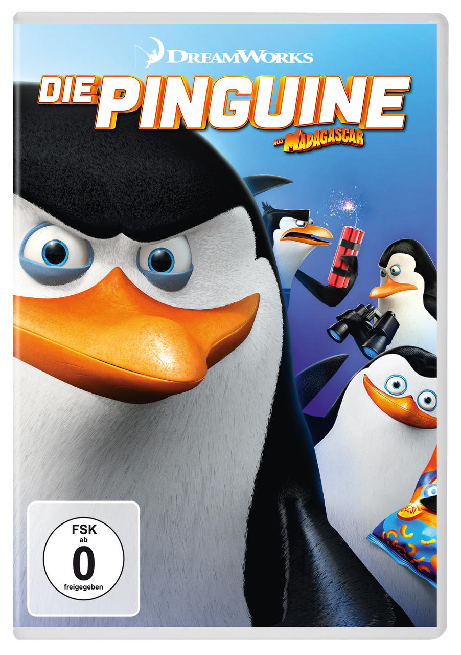 Die Pinguine aus Madagascar DVD-Cover mit Pinguinen und einem Party-Thema.
