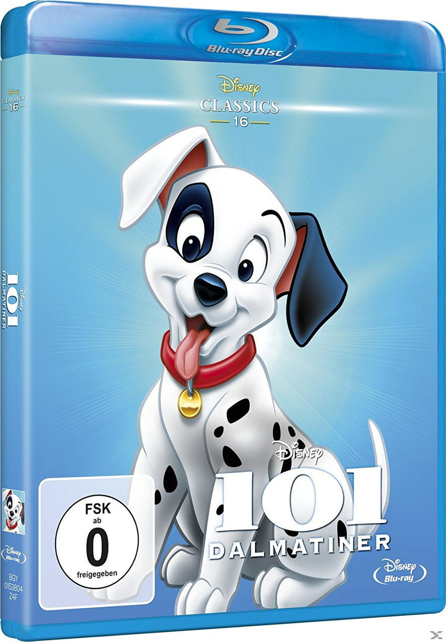 Blu-ray-Disc-Hülle mit einem Cartoon-Dalmatiner-Welpen, Text und Disney-Logo.
