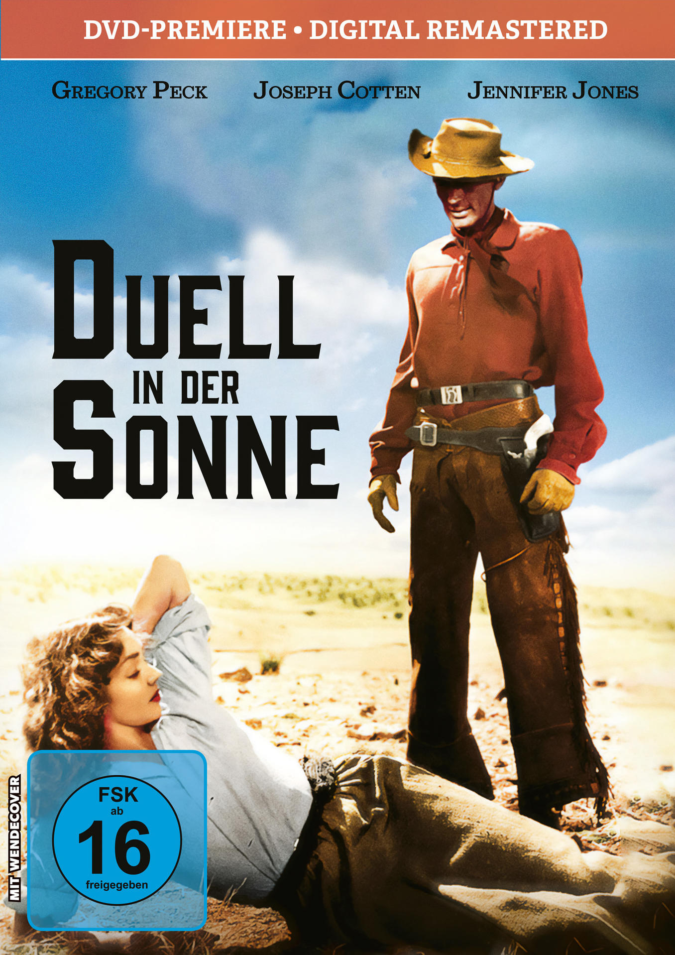 DVD-Cover: Ein Mann mit Cowboyhut und eine Frau im Kleid am Boden. Wüstenhintergrund.