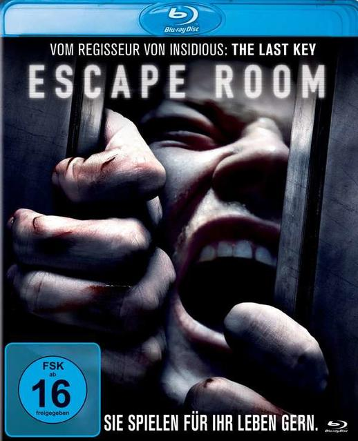 Filmposter für 'Escape Room': Das Gesicht einer Person, die schreit, hinter Gittern.