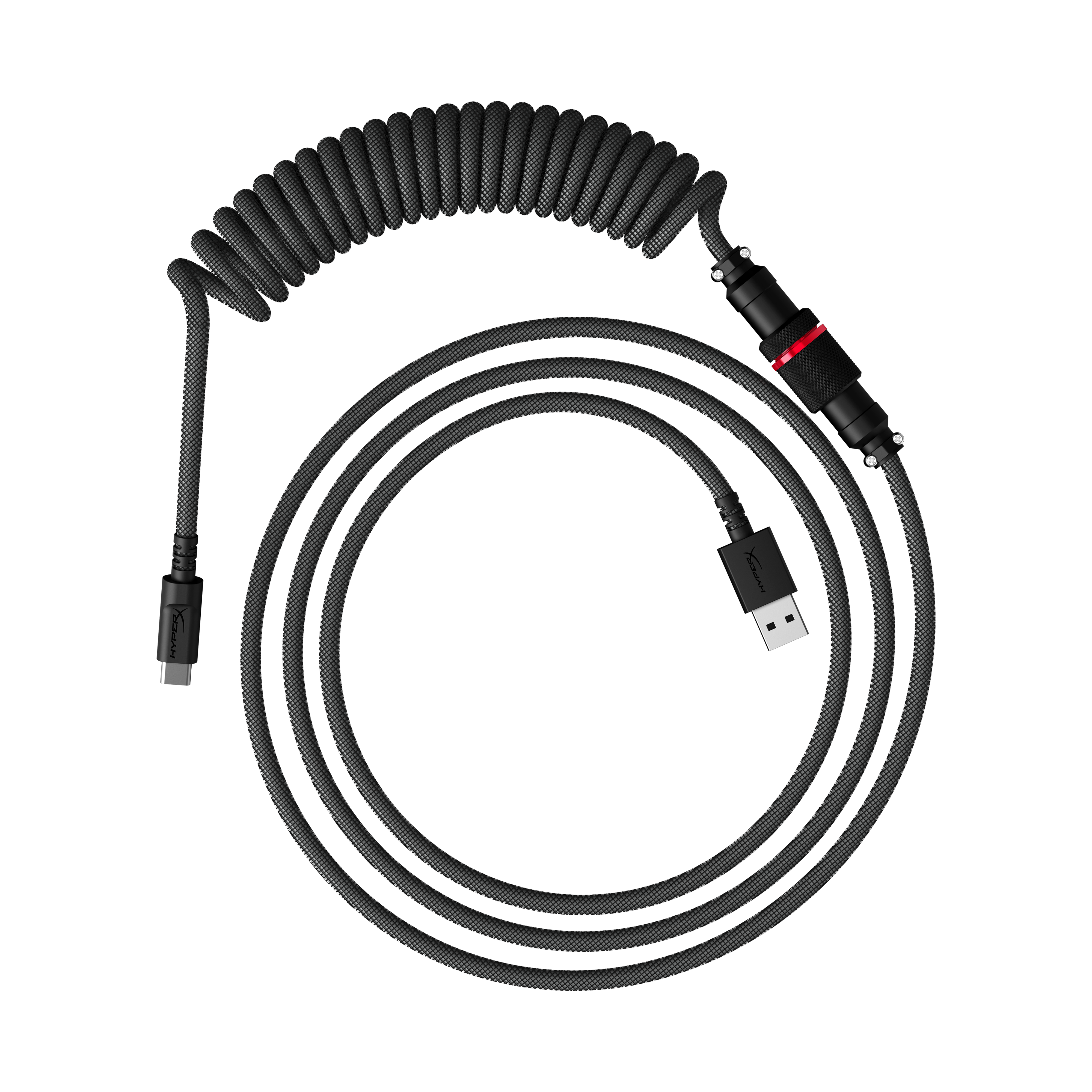 HYPERX Coiled Cable, Spiralkabel für die Tastatur, Grau/Schwarz