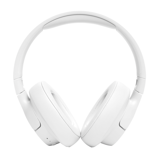 Auriculares blancos en ángulo, mostrando los auriculares y la diadema.