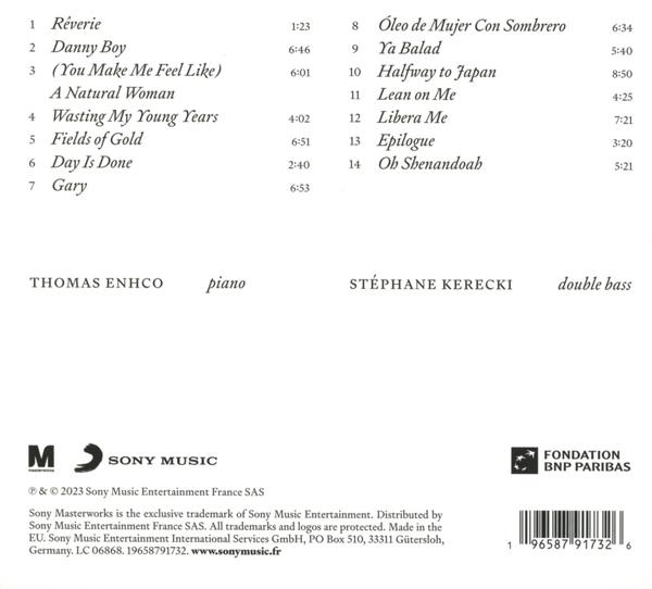 CD-Rückseite. Titelliste, Albumtitel und Künstlername sind aufgeführt. Sony Music Logo ist sichtbar.