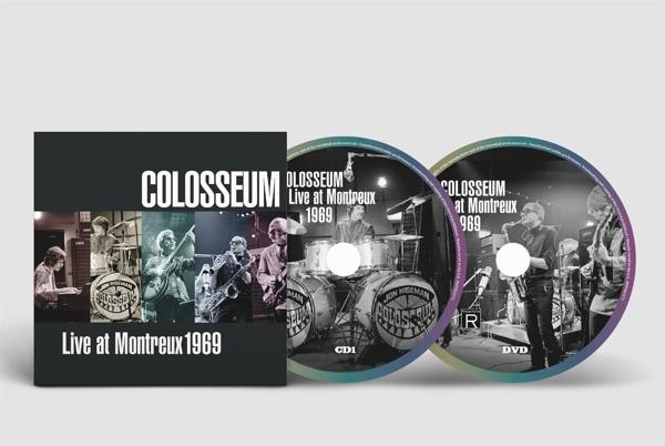 Albumcover und CDs von Colosseum's Live at Montreux 1969. Das Cover zeigt Bandfotos und Text.