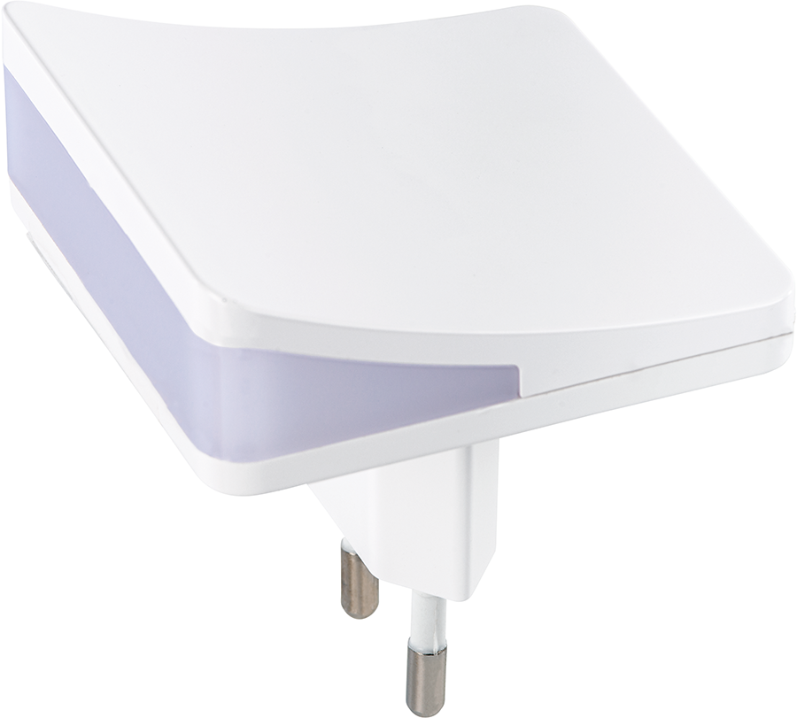 White night light with a rounded top and a side light.