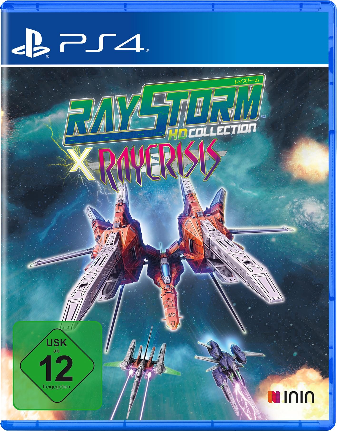 PS4-Spielhülle für 'Raystorm X RayCrisis HD Collection'. Zeigt Raumschiffe im Weltraum, mit grünem USK-Label.