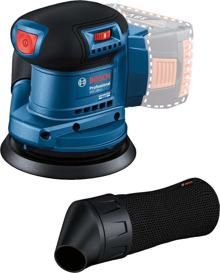 BOSCH PROFESSIONAL GEX 185-LI Akkumulátoros excentercsiszoló,18V, akku és töltő nélkül (06013A5020)