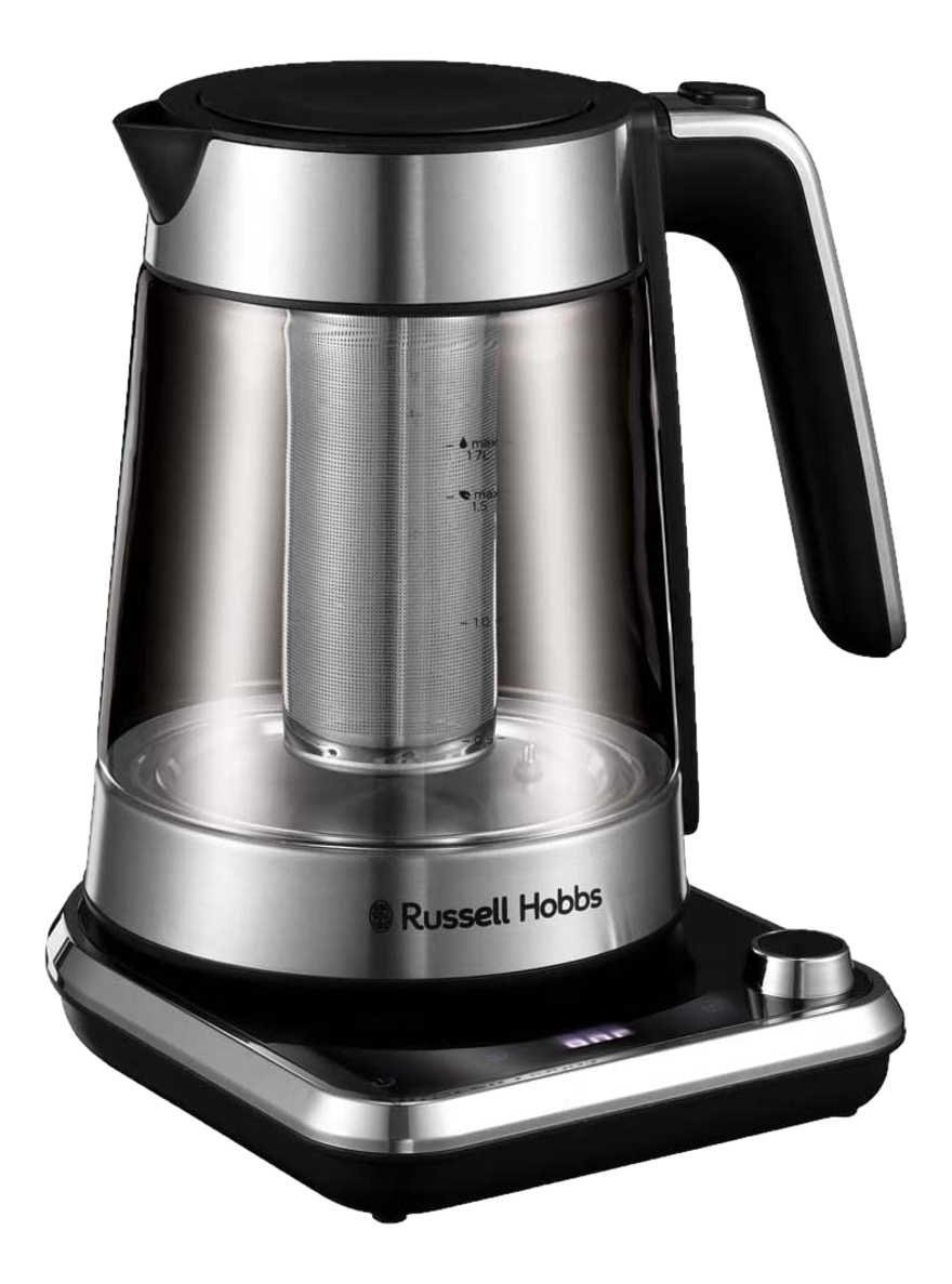 RUSSELL HOBBS Attentiv - Bouilloire en verre (, Noir/acier inoxydable)