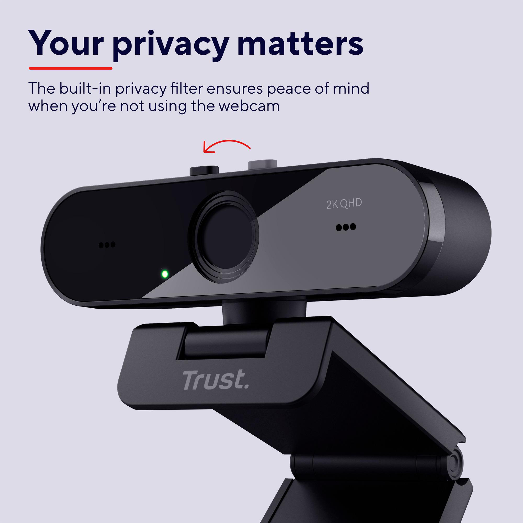 2K Taxon TRUST Webcam 2 Mikrofonen Blickschutzfilter QHD, und Autofocus,