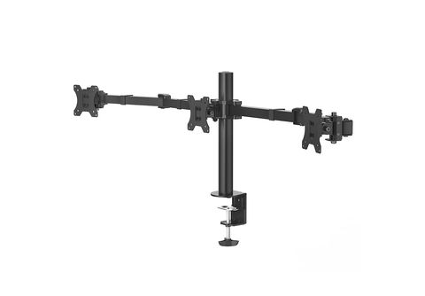 Soporte monitor  Hama Holder, Para 3 monitores, De 13 a 27, VESA,  Inclinación +25°/-25°, Giro 180°, hasta 7kg, Altura ajustable, Negro