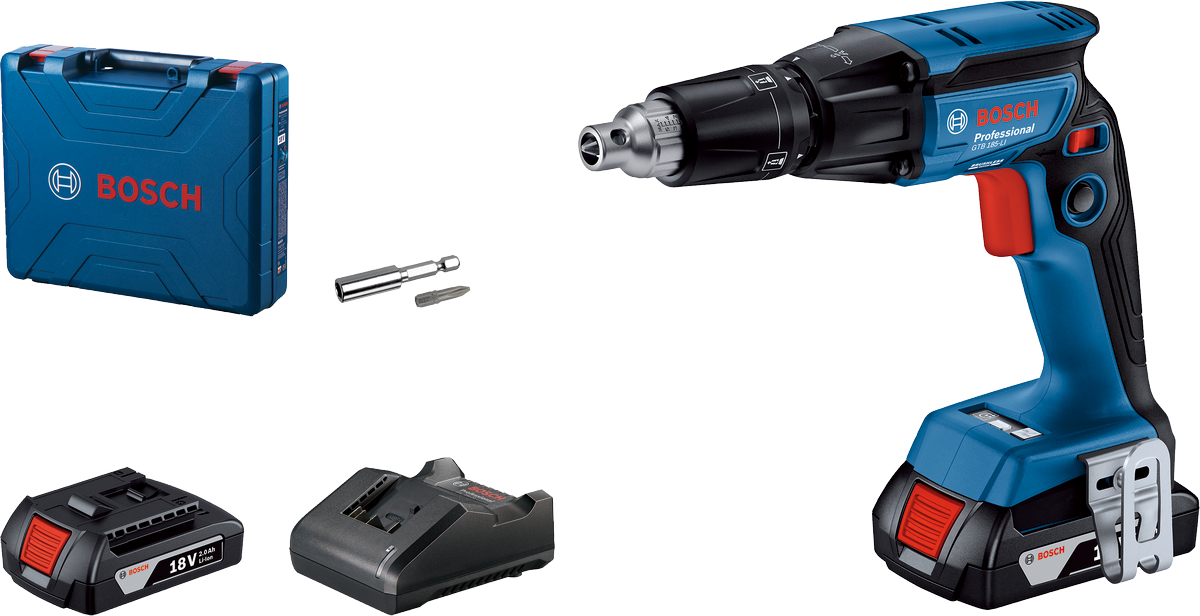 BOSCH PROFESSIONAL GTB 185-LI Akkumulátoros csavarbehajtó, 18V, akkuval és töltővel (2x2,0Ah) szerszámkofferben (06019K7020)