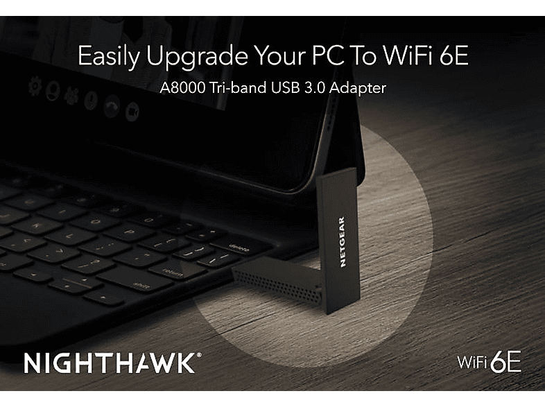 NETGEAR Nighthawk AX3000 WLAN Adapter, WiFi 6E, USB 3.0, 2.4 - 6GHz, Schwarz — Foto 4 von 5