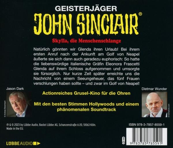 Buchcover mit Text: John Sinclair, deutsches Horror-Hörspiel.