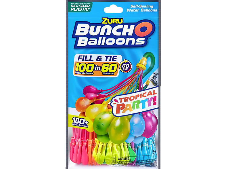 ZURU BUNCH O BALLOONS Tropical Party 3 100er Pack Wasserballons Mehrfarbig